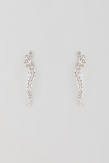 Silver Finish Zircon Dangler Earrings
