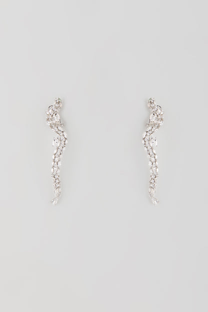 Silver Finish Zircon Dangler Earrings