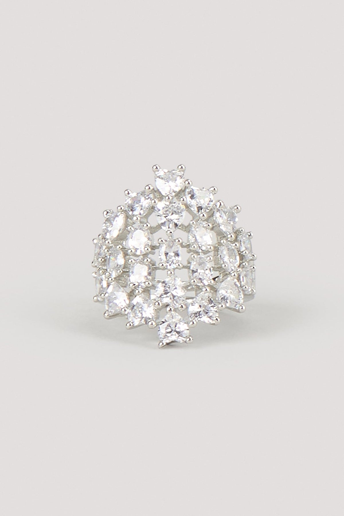 Silver Finish Zircon Ring