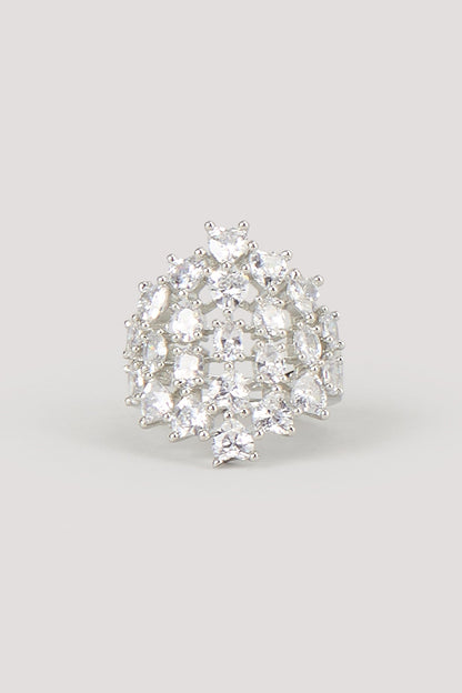 Silver Finish Zircon Ring