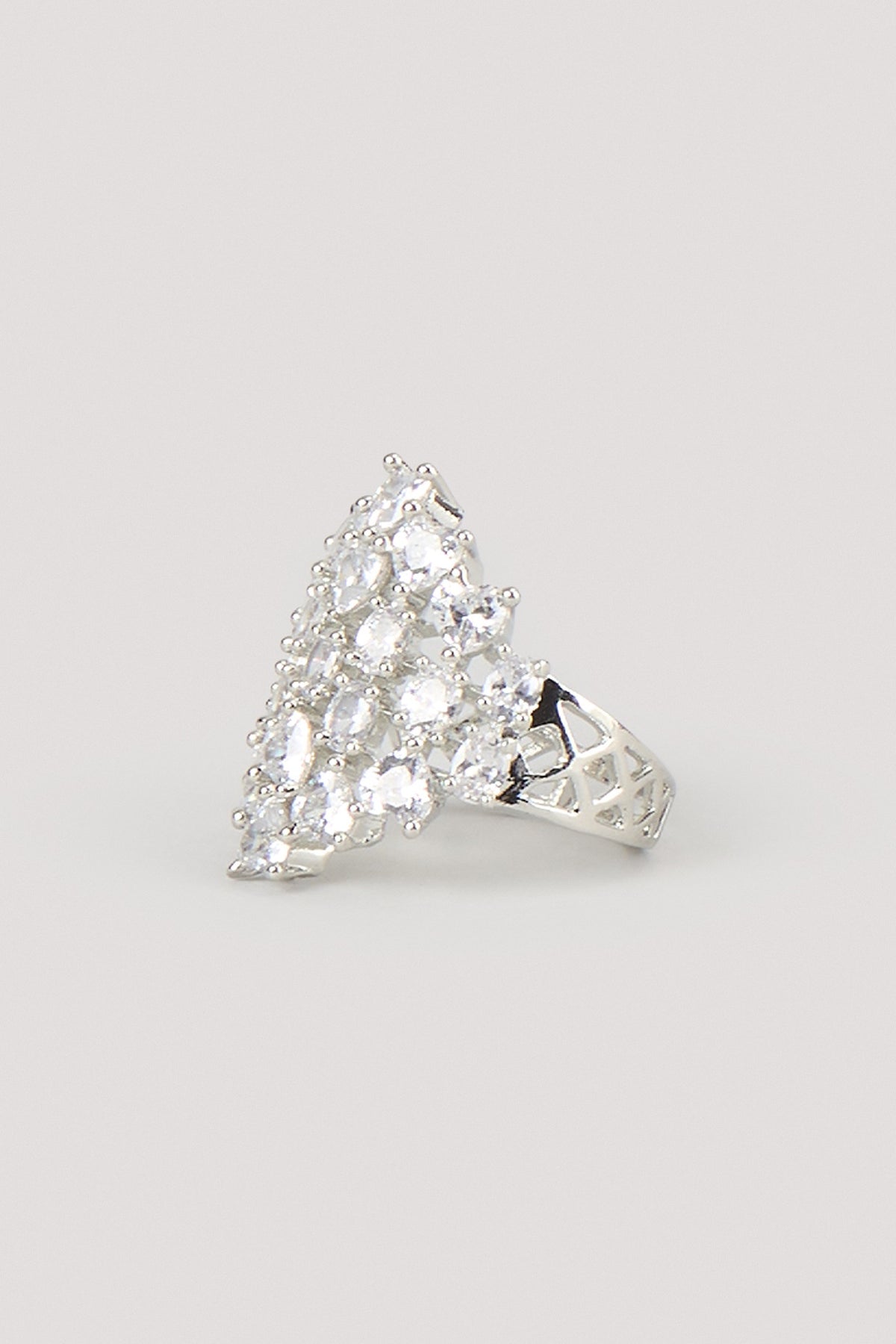 Silver Finish Zircon Ring