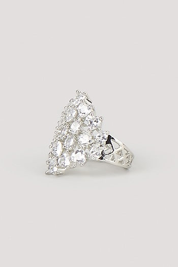 Silver Finish Zircon Ring