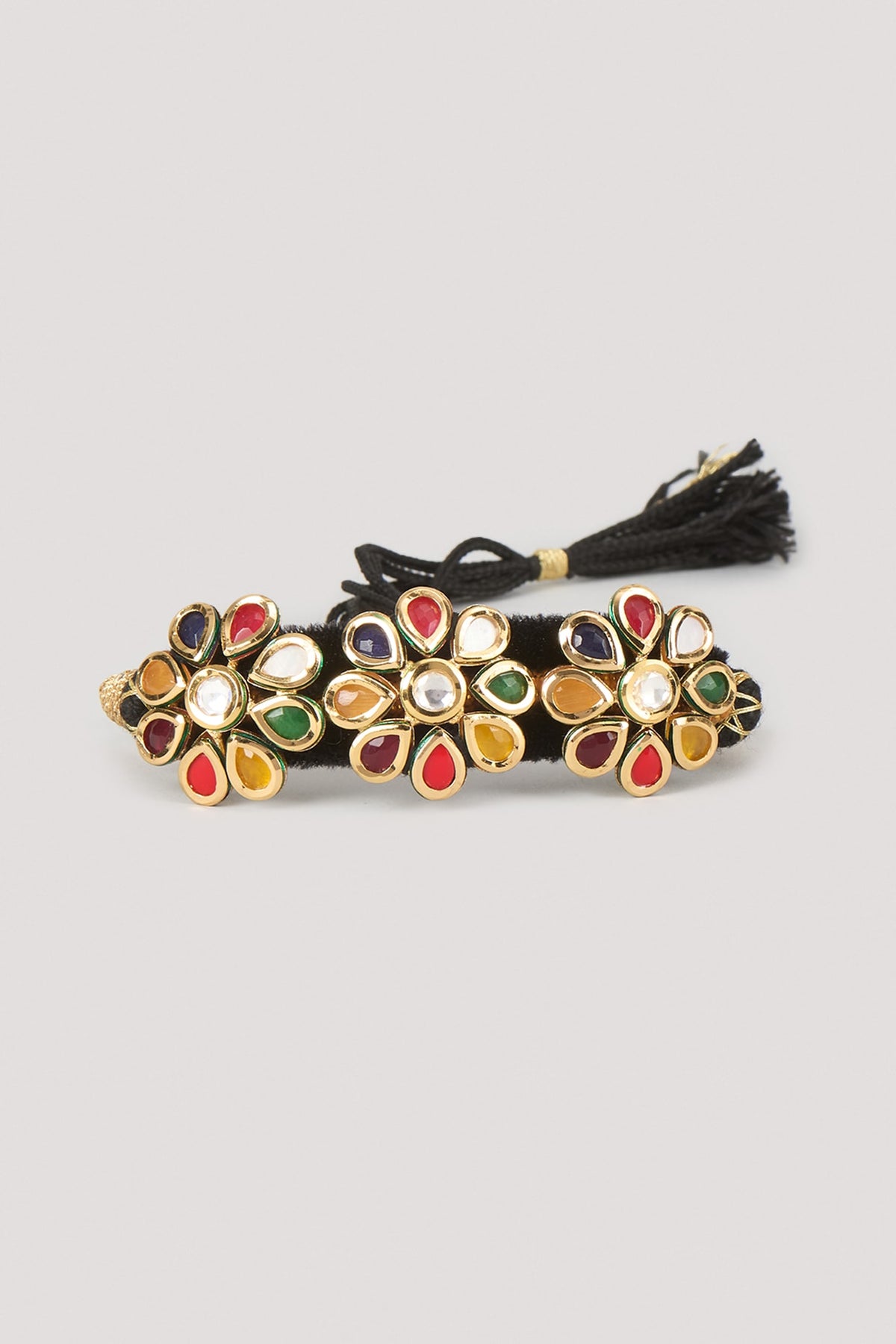Gold Finish Multi-Colored Stone Thread Bracelet