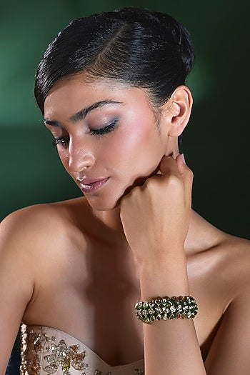 Gold Finish Multi-Colored Stone Thread Bracelet