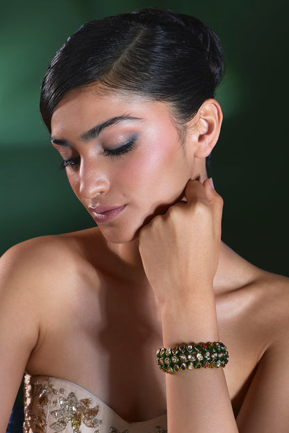 Gold Finish Multi-Colored Stone Thread Bracelet