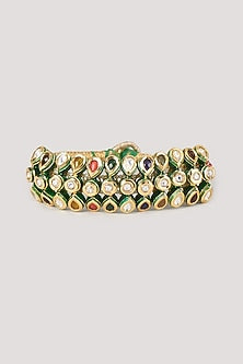 Gold Finish Multi-Colored Stone Thread Bracelet