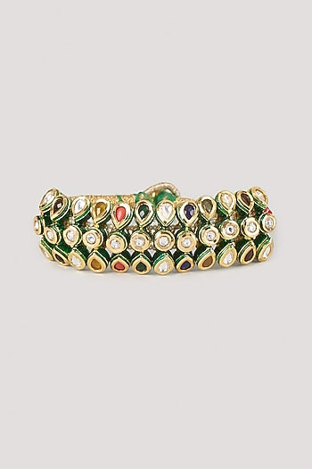 Gold Finish Multi-Colored Stone Thread Bracelet