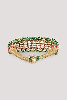Gold Finish Multi-Colored Stone Thread Bracelet