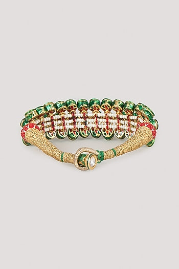 Gold Finish Multi-Colored Stone Thread Bracelet