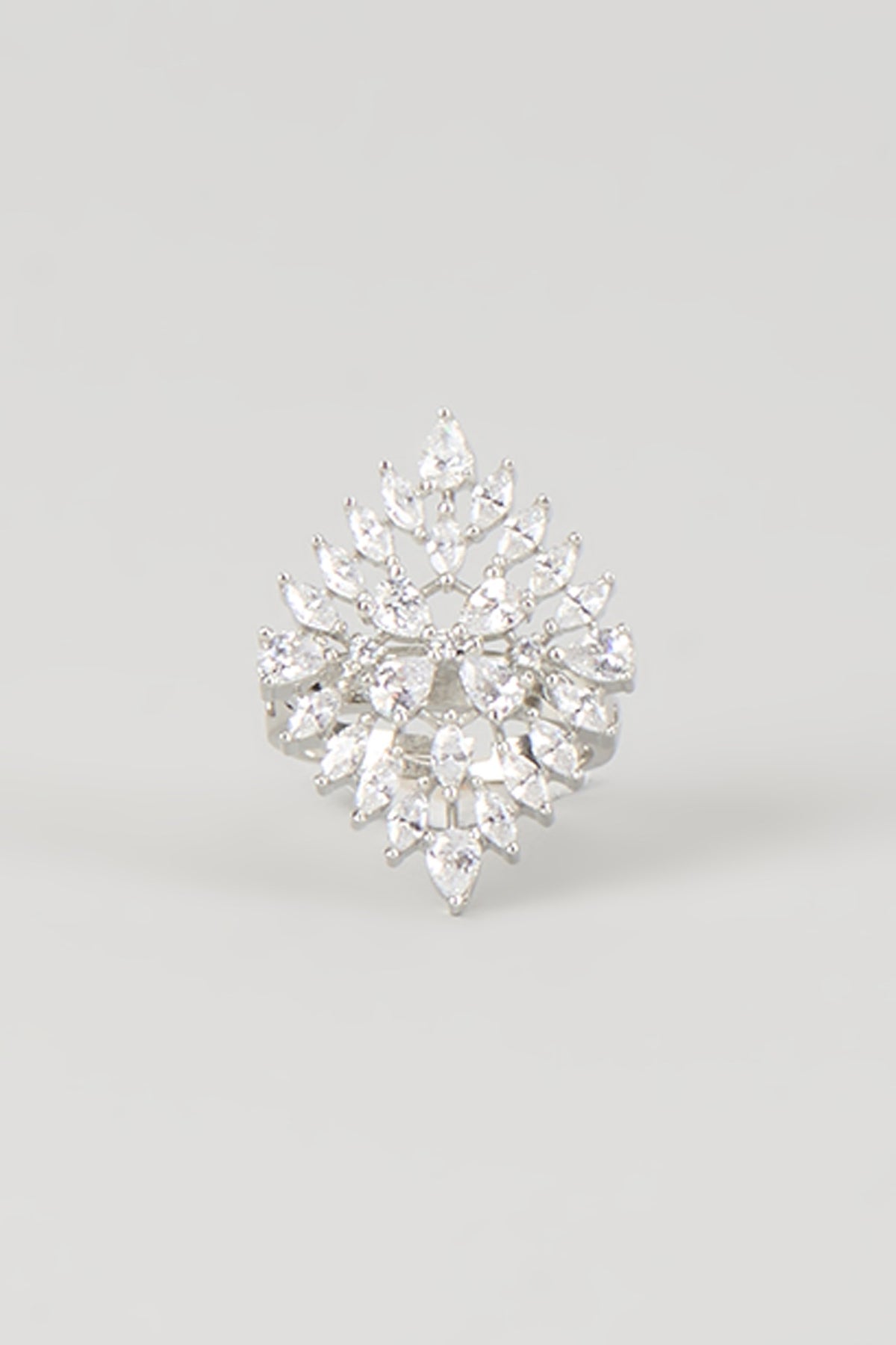 Silver Finish Zircon Ring