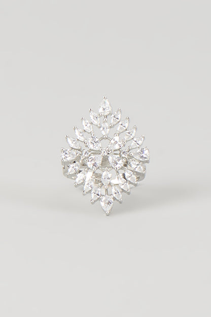 Silver Finish Zircon Ring