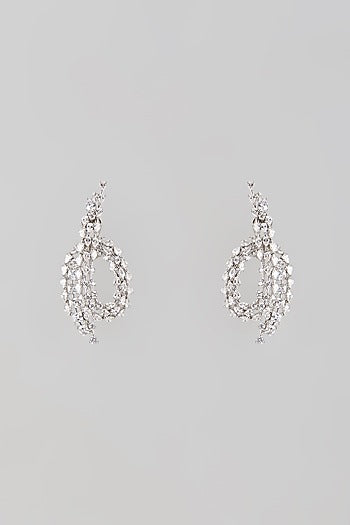 Silver Finish Zircon Stud Earrings
