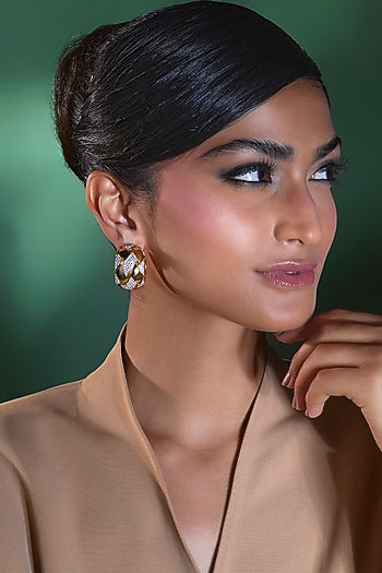 Gold Finish Zircon Stud Earrings