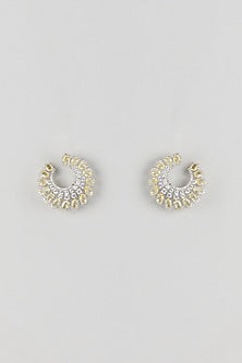 Silver Finish Yellow Sapphire & Zircon Stud Earrings