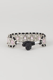Silver Finish Rose Quartz & Zircon Thread Bracelet