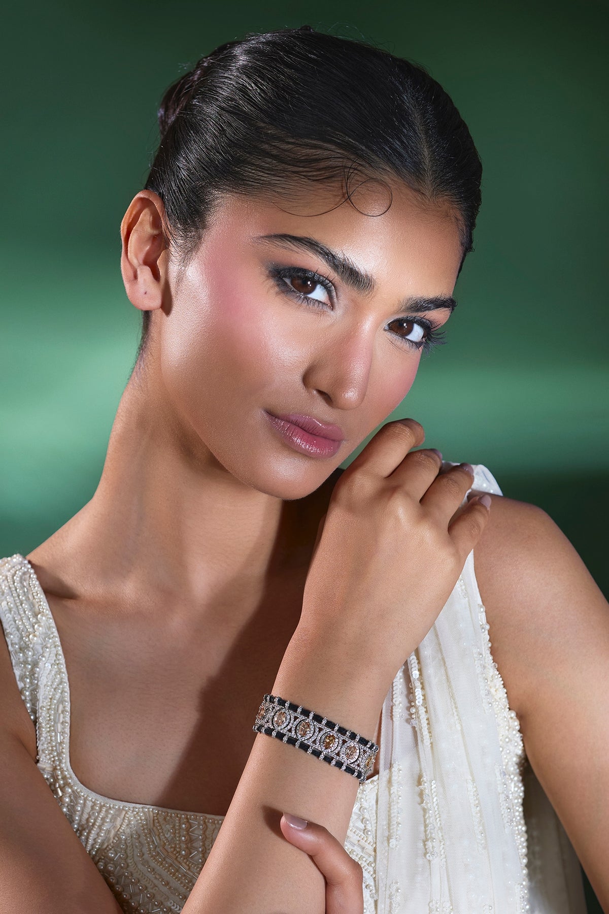 Silver Finish Imperial Topaz & Zircon Thread Bracelet