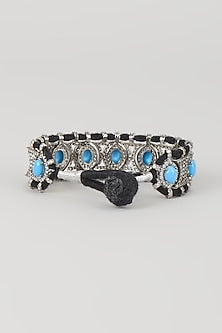 Silver Finish Blue Sapphire & Zircon Thread Bracelet