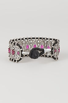 Silver Finish Ruby & Zircon Thread Bracelet