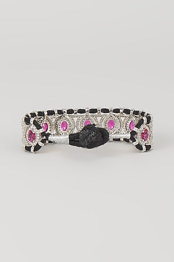 Silver Finish Ruby & Zircon Thread Bracelet