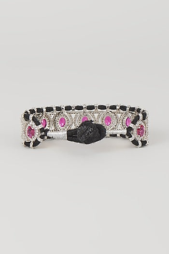Silver Finish Ruby & Zircon Thread Bracelet