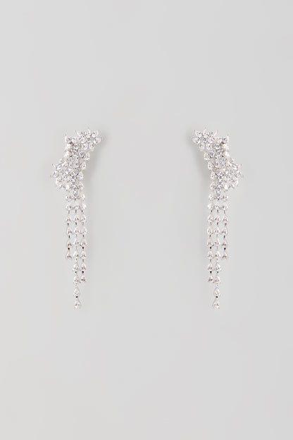 Silver Finish Zircon Dangler Earrings