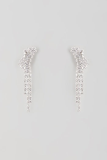 Silver Finish Zircon Dangler Earrings