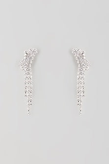 Silver Finish Zircon Dangler Earrings