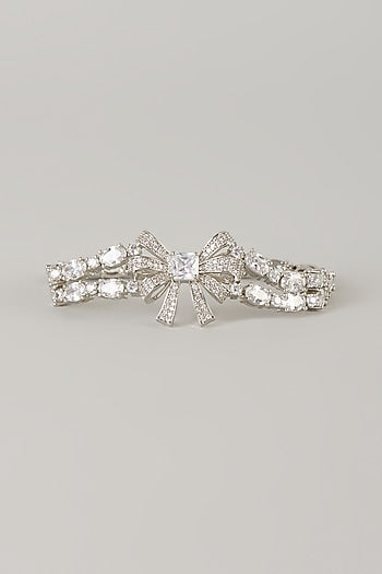 Silver Finish Zircon Adjustable Bracelet
