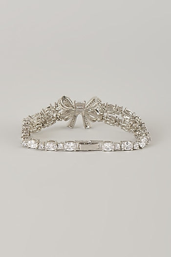 Silver Finish Zircon Adjustable Bracelet