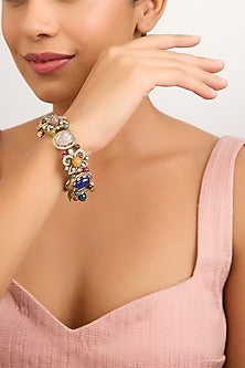 Gold Finish Multi-Colored Stone Bangle