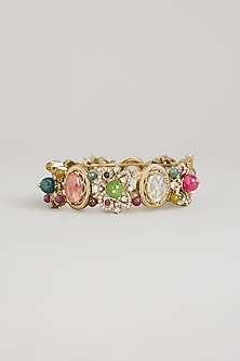 Gold Finish Multi-Colored Stone Bangle