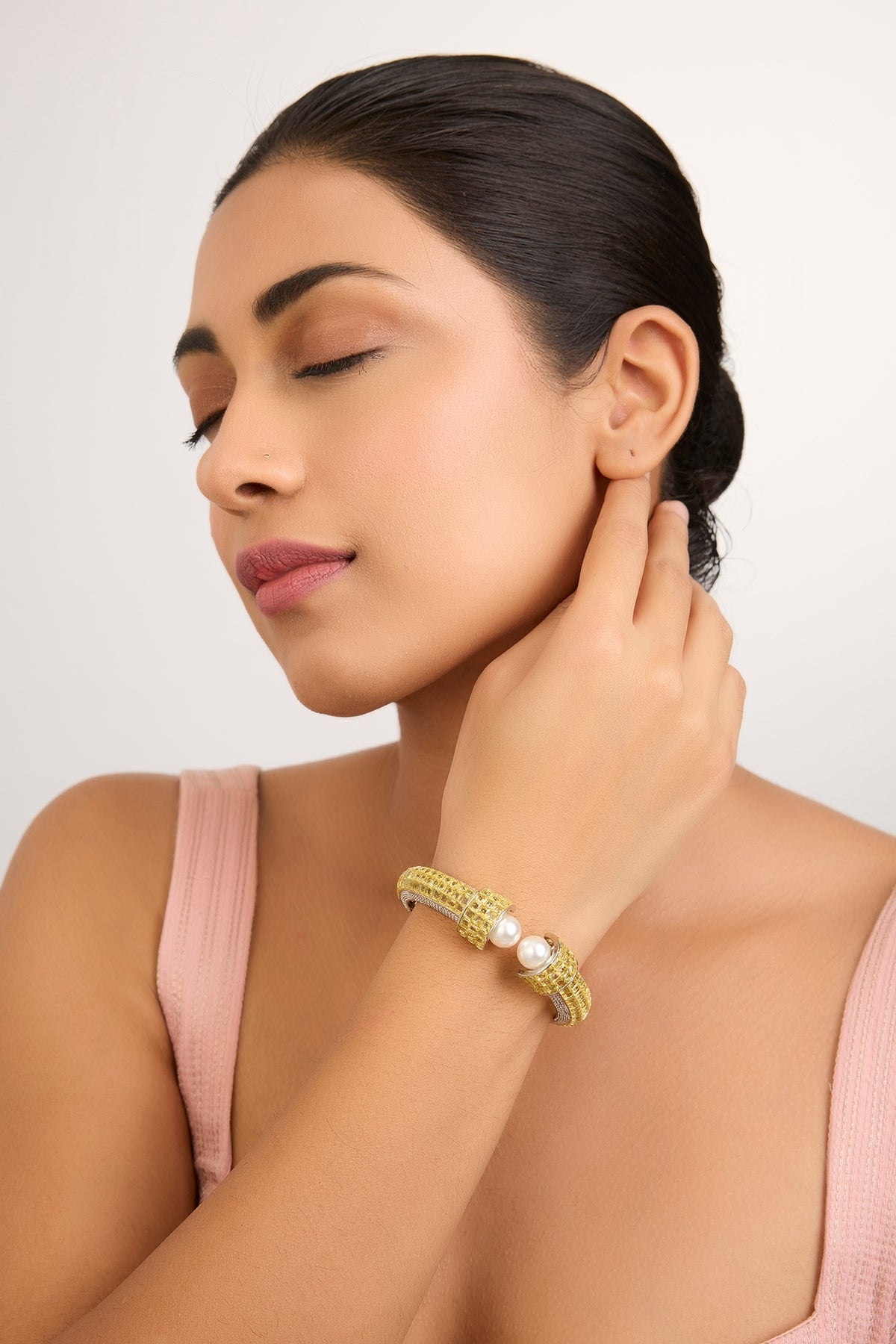 Gold Finish Pearl Bangle