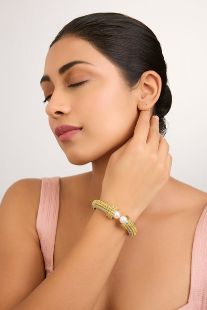 Gold Finish Pearl Bangle