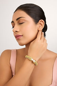 Gold Finish Pearl Bangle