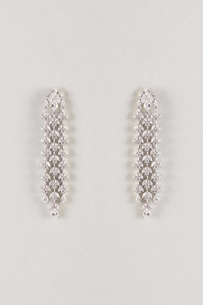 Silver Finish Zircon Dangler Earrings