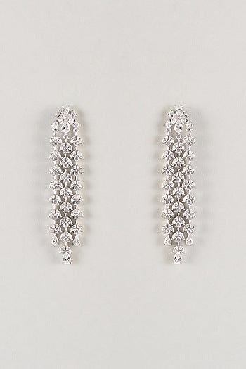 Silver Finish Zircon Dangler Earrings