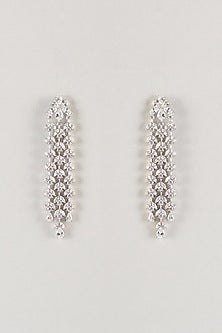 Silver Finish Zircon Dangler Earrings