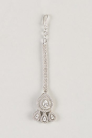 Silver Finish Zircon Maangtikka