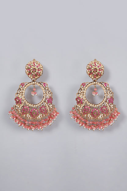 Gold Finish Ruby Chandbali Earrings