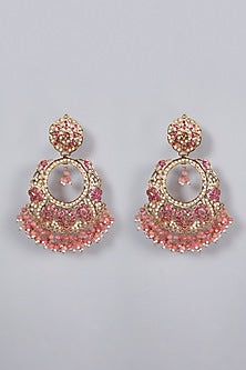 Gold Finish Ruby Chandbali Earrings