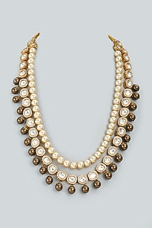 Gold Finish Pearl Layered Necklace