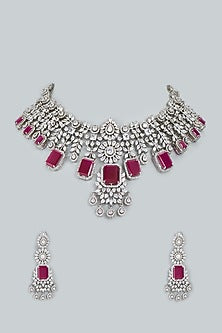 White Finish Zircons Necklace Set
