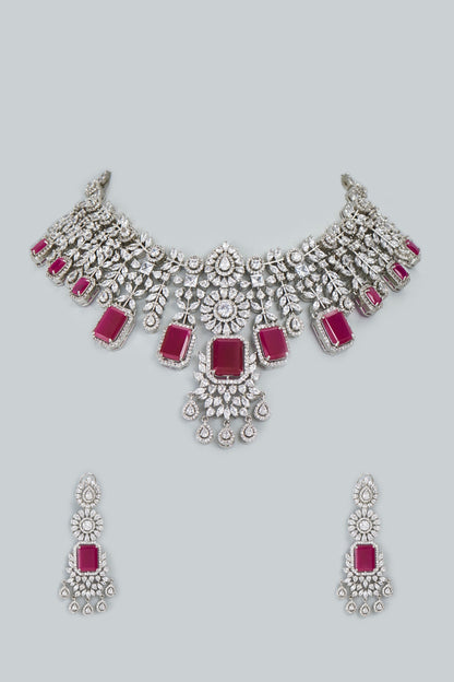 White Finish Zircons Necklace Set