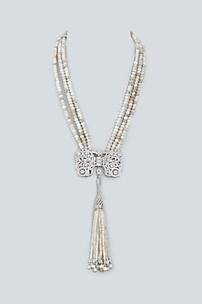White Finish Pearl Long Necklace