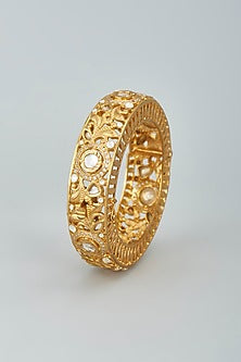 Gold Finish Kundan Polki Openable Kada