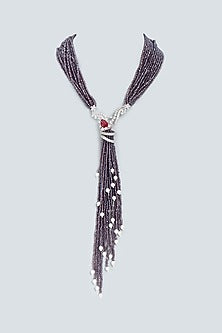 White Finish Amethyst Long Necklace