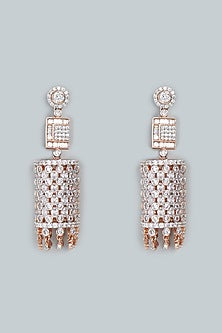 Rose Gold Finish Zircons Earrings