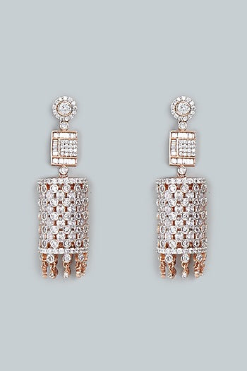 Rose Gold Finish Zircons Earrings