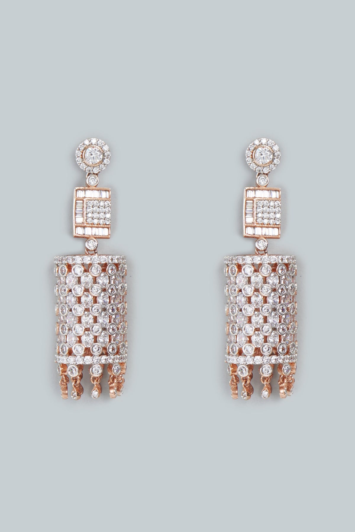 Rose Gold Finish Zircons Earrings