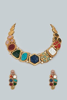 Gold Finish Choker Necklace Set